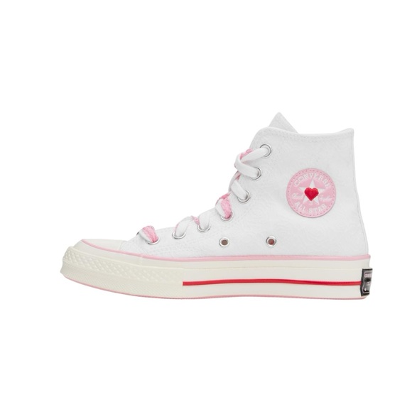 Women’s White & Pink Chuck 70 High Top Sneakers - Picture 2 of 7